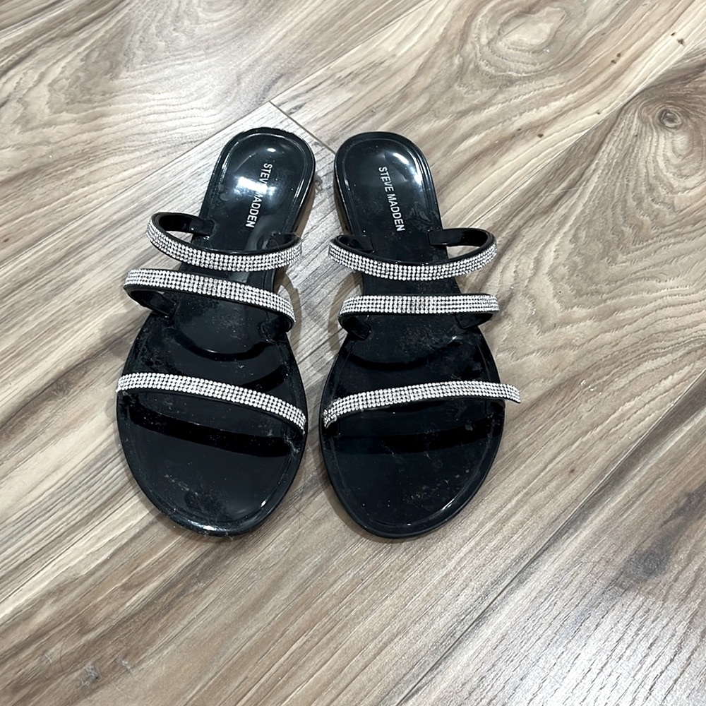 Steve Madden Black Diamond Rhinestone Sandals